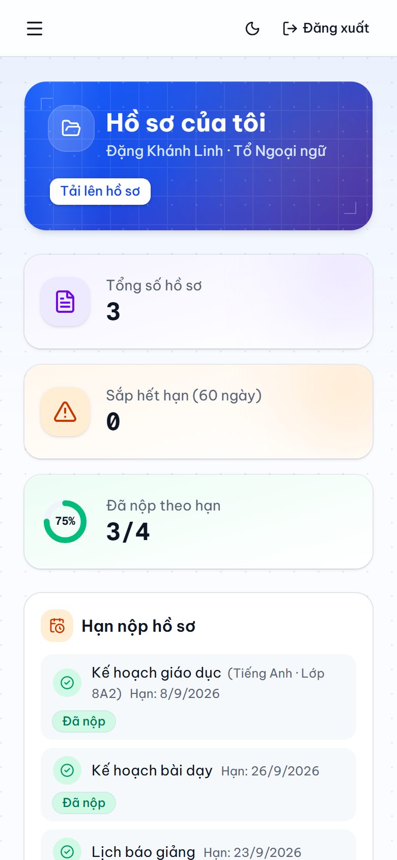 Giao diện trên điện thoại